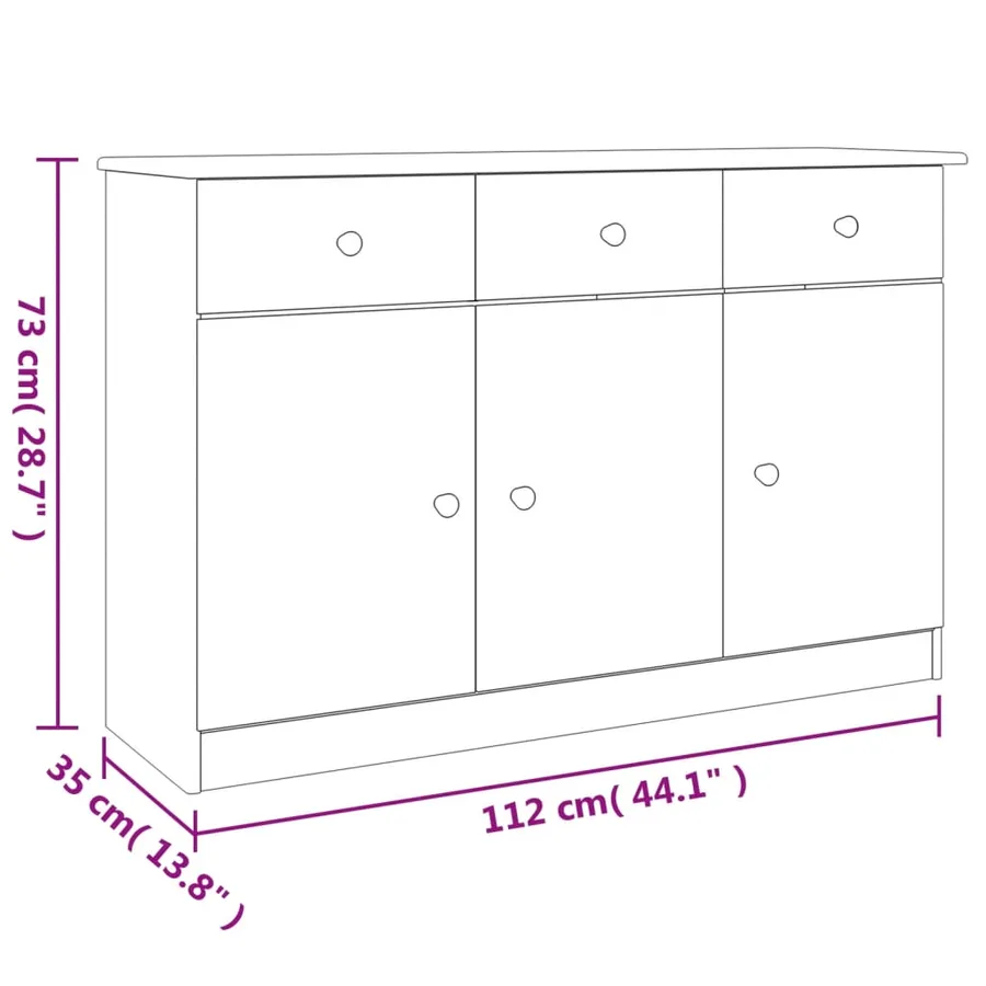 Buffet ALTA 112x35x73 cm bois massif de pin - 9