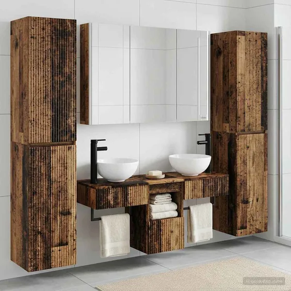 Ensemble de mobilier de salle de bain 6 pcs Bois ancien