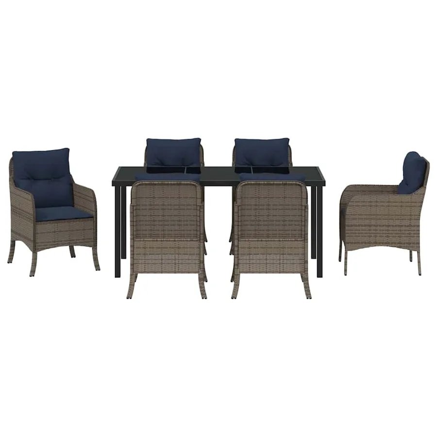 Ensemble de salle à manger pour jardin 7 pcs Gris polyrotin - 7
