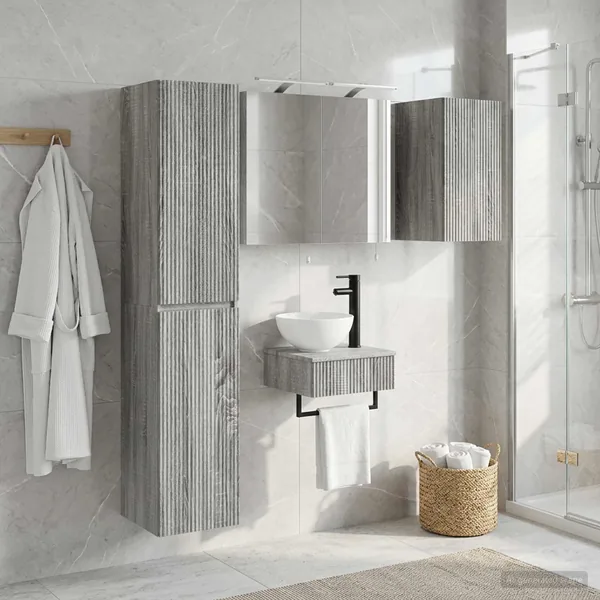 Ensemble de mobilier de salle de bain 5 pcs Sonoma gris