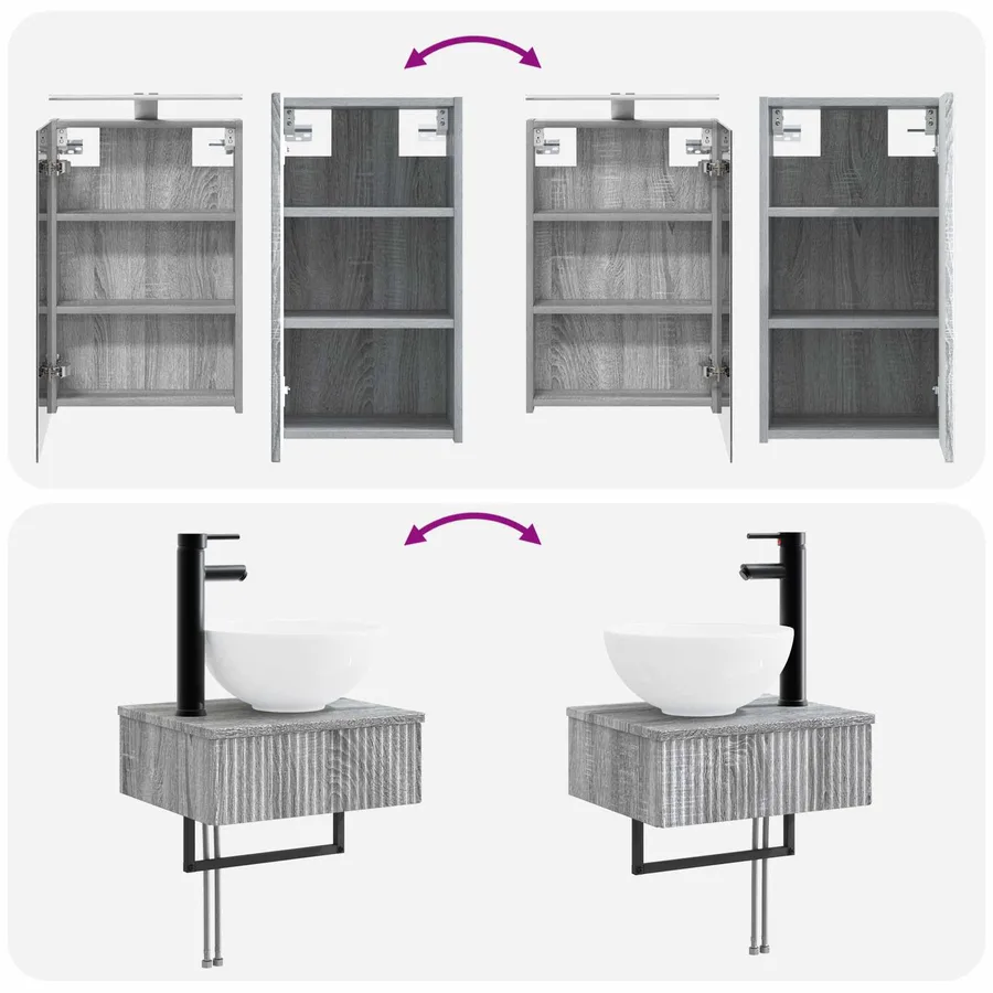 Ensemble de mobilier de salle de bain 5 pcs Sonoma gris - 14
