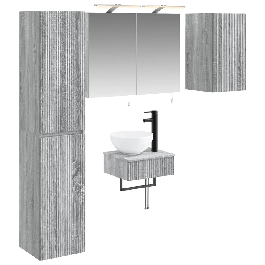 Ensemble de mobilier de salle de bain 5 pcs Sonoma gris - 2