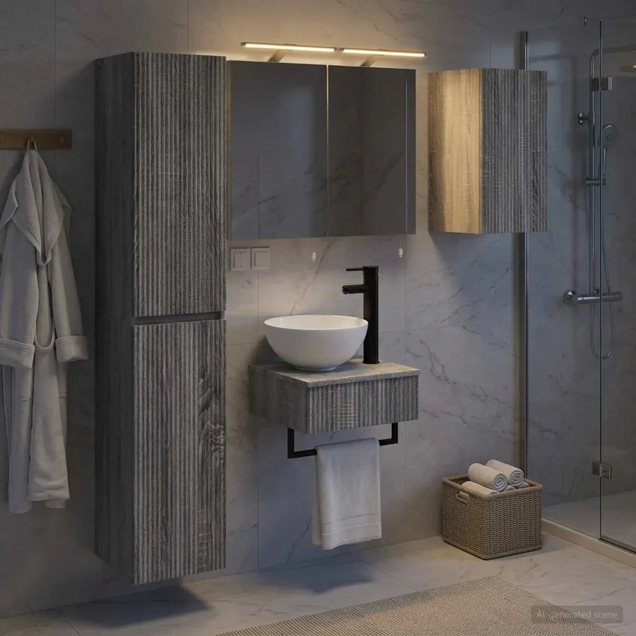 Ensemble de mobilier de salle de bain 5 pcs Sonoma gris - 4