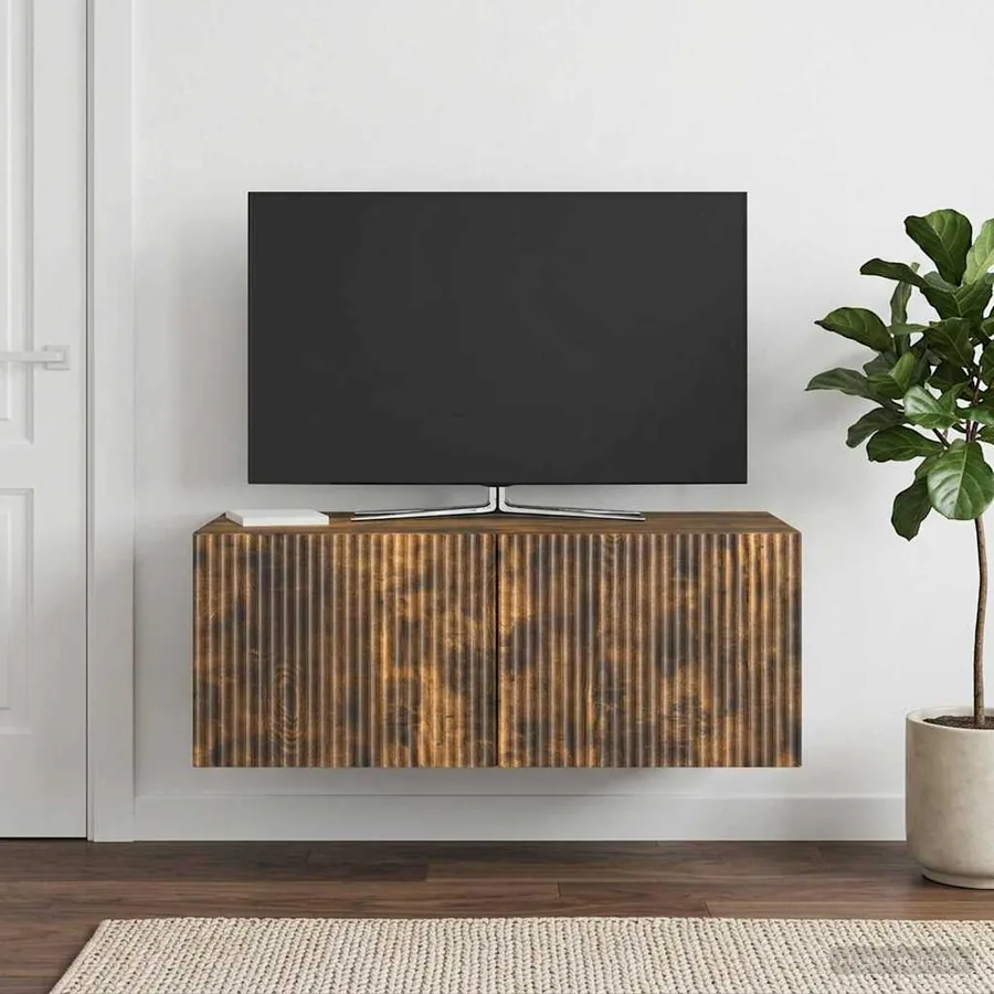 Meuble TV mural Chêne fumé 78,5 x 41 x 30 cm Bois d'ingénierie