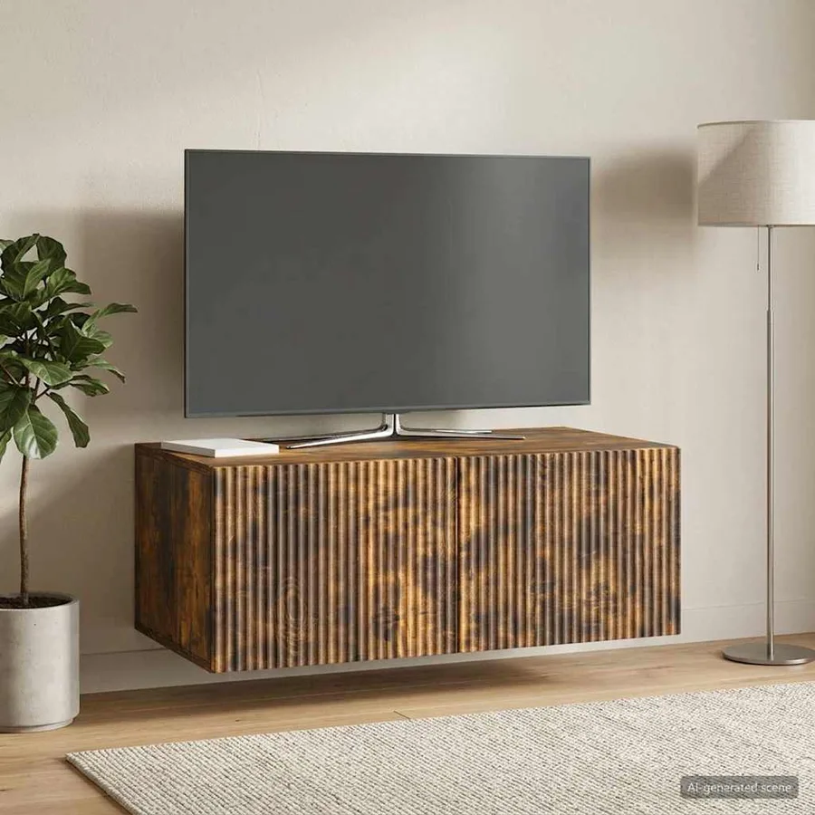 Meuble TV mural Chêne fumé 78,5 x 41 x 30 cm Bois d'ingénierie - 4