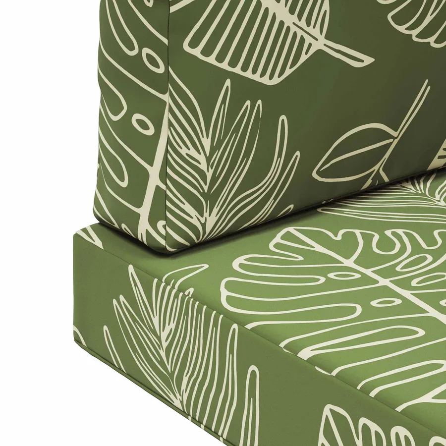 Coussin de canapé d'extérieur 3 pcs Modèle feuille Polyester - 9