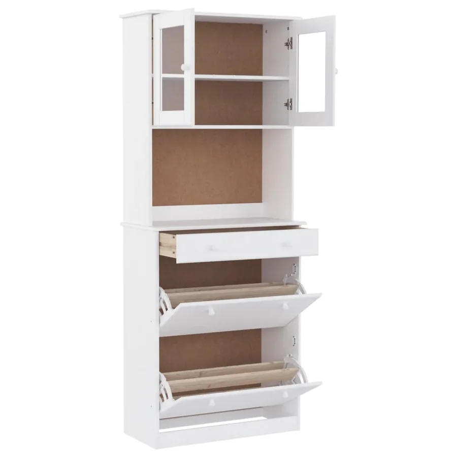 Buffet ALTA blanc 77x35x188 cm bois massif de pin - 4