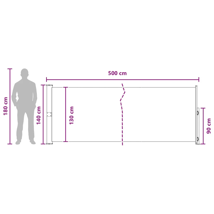 Store latéral rétractable 140 x 500 cm Polyester Rectangulaire - 7
