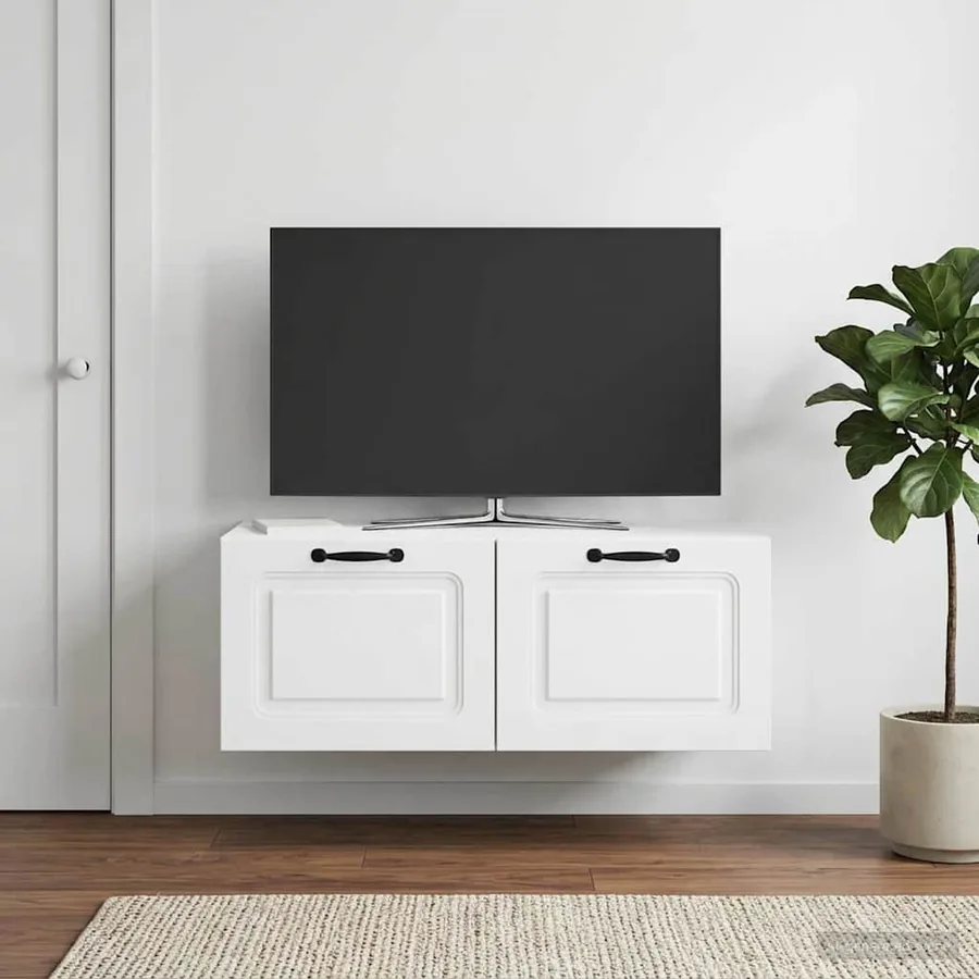 Meuble TV mural Blanc 78,5 x 41 x 30 cm Bois d'ingénierie