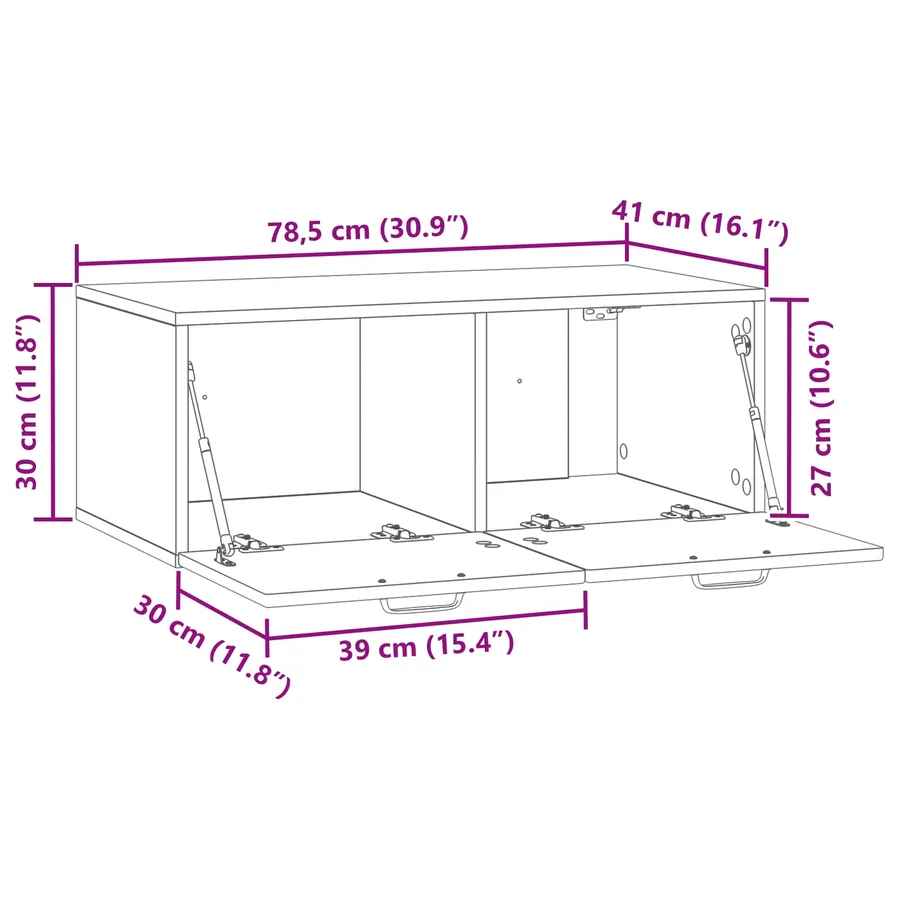 Meuble TV mural Blanc 78,5 x 41 x 30 cm Bois d'ingénierie - 11