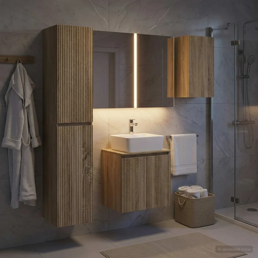 Ensemble d'armoire de salle de bain 5 pcs Chêne Sonoma