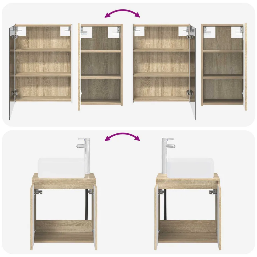 Ensemble d'armoire de salle de bain 5 pcs Chêne Sonoma - 14