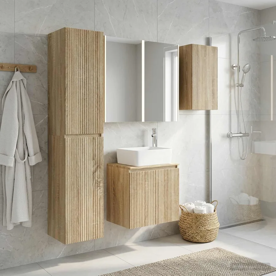 Ensemble d'armoire de salle de bain 5 pcs Chêne Sonoma - 4