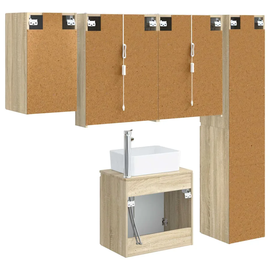 Ensemble d'armoire de salle de bain 5 pcs Chêne Sonoma - 9