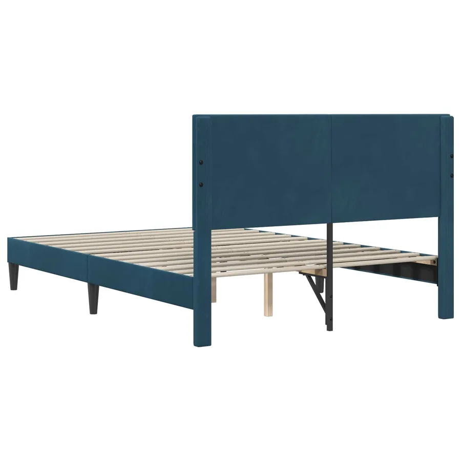 Cadre de lit avec tête de lit Bleu 140 x 190 cm Velours - 6