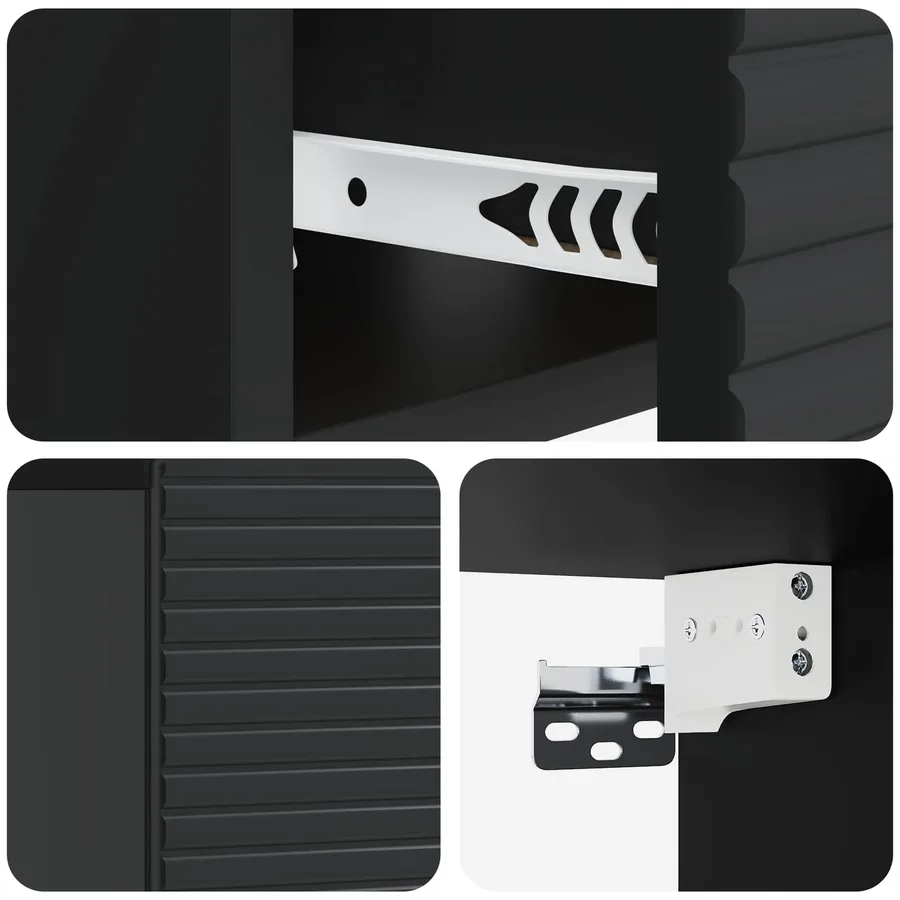 Cabinet de chevet mural 2 pcs Noir 49 x 34,5 x 20 cm - 10