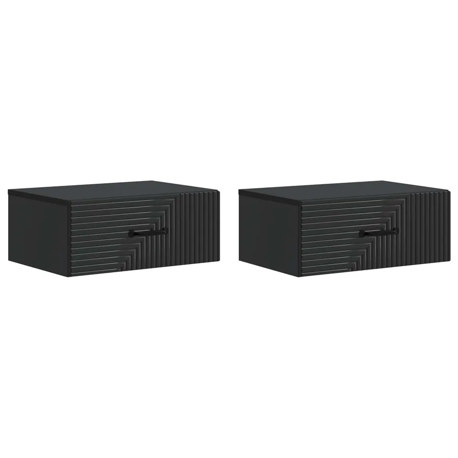 Cabinet de chevet mural 2 pcs Noir 49 x 34,5 x 20 cm - 2