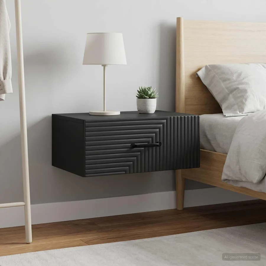 Cabinet de chevet mural 2 pcs Noir 49 x 34,5 x 20 cm - 4