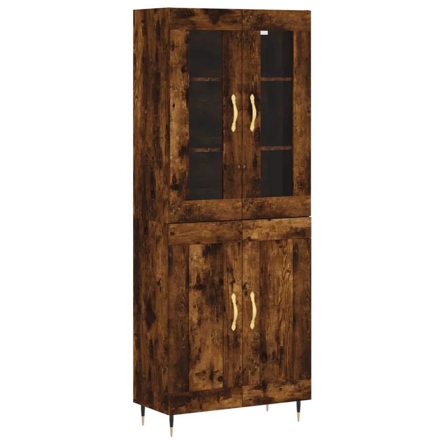 Buffet haut Chêne fumé 69,5x34x180 cm Bois d'ingénierie - 2
