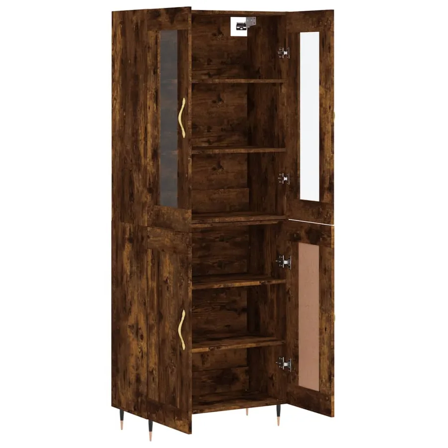 Buffet haut Chêne fumé 69,5x34x180 cm Bois d'ingénierie - 3