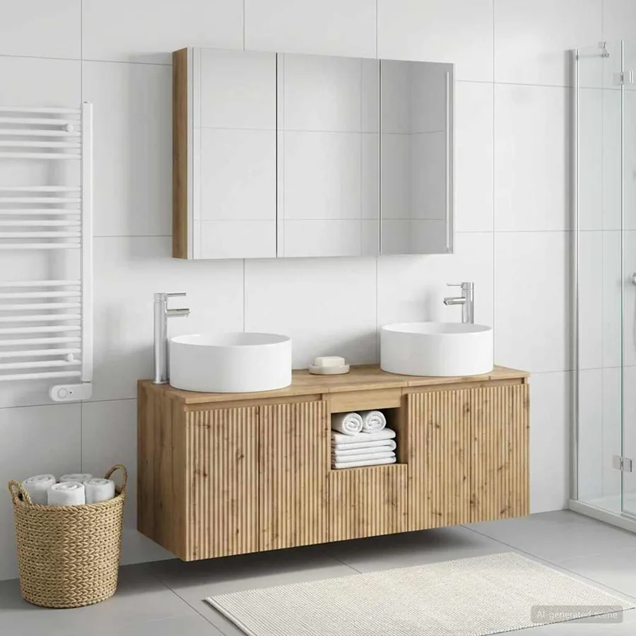 Ensemble d'armoire de salle de bain 4 pc Chêne artisanal