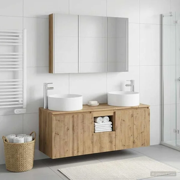 Ensemble d'armoire de salle de bain 4 pc Chêne artisanal