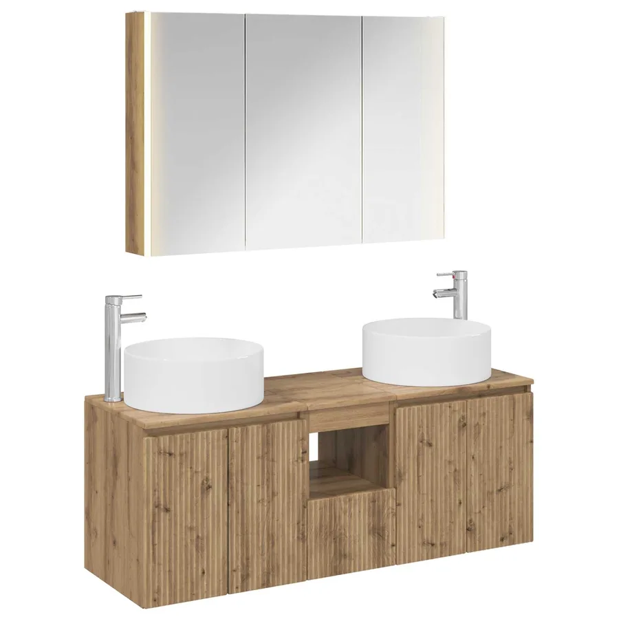 Ensemble d'armoire de salle de bain 4 pc Chêne artisanal - 2