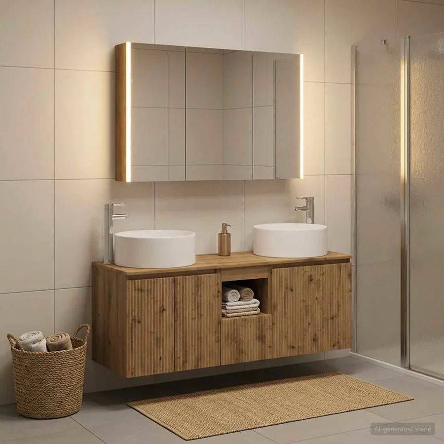 Ensemble d'armoire de salle de bain 4 pc Chêne artisanal - 4
