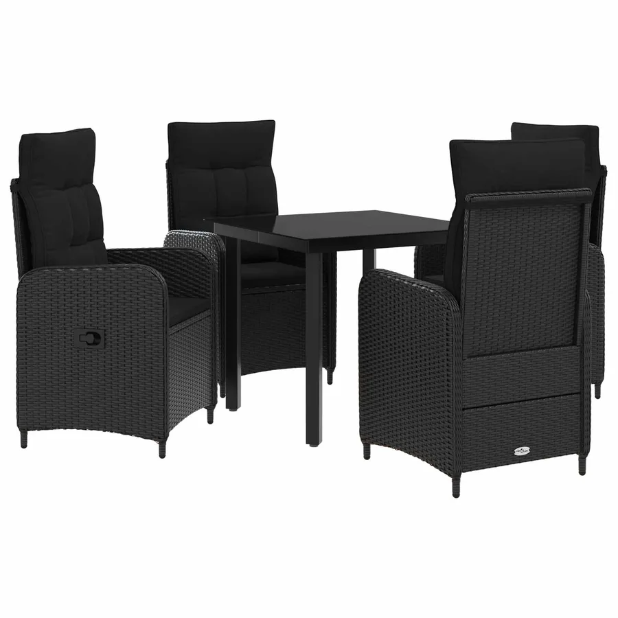 Ensemble de Tables Basses avec coussin avec oreiller 5 pcs Noir - 2