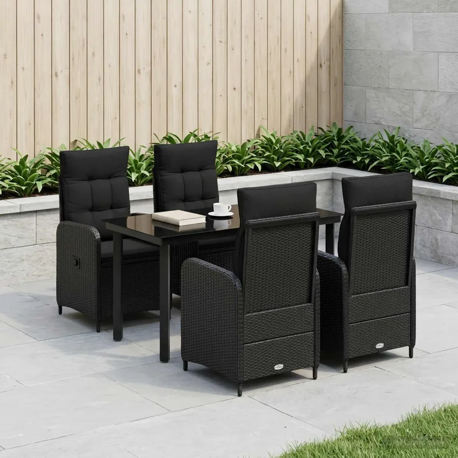 Ensemble de Tables Basses avec coussin avec oreiller 5 pcs Noir - 3