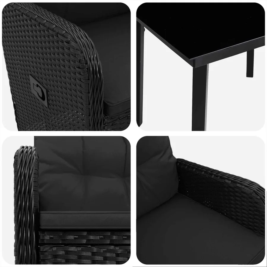 Ensemble de Tables Basses avec coussin avec oreiller 5 pcs Noir - 7