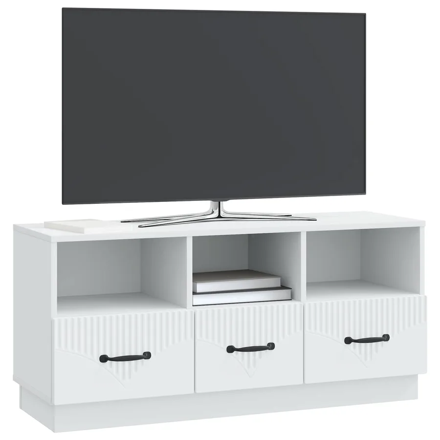 Meuble TV Blanc 102 x 34,5 x 47 cm Bois d'ingénierie - 3