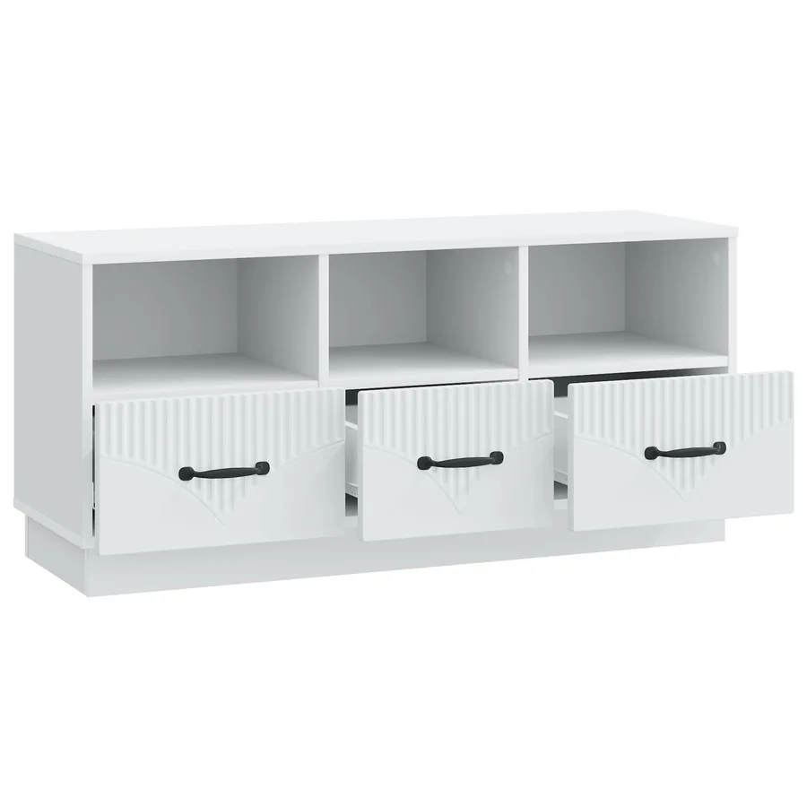 Meuble TV Blanc 102 x 34,5 x 47 cm Bois d'ingénierie - 5