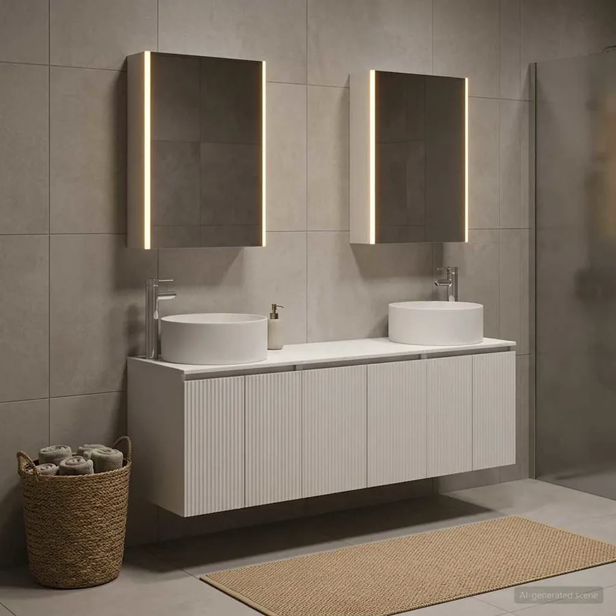 Ensemble d'armoire de salle de bain 5 pcs Blanc