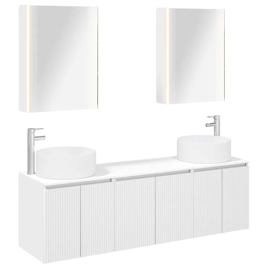 Ensemble d'armoire de salle de bain 5 pcs Blanc - 2
