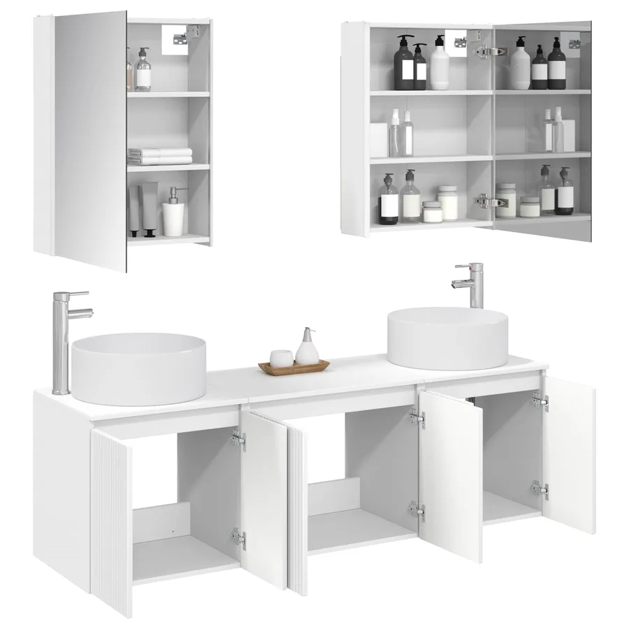 Ensemble d'armoire de salle de bain 5 pcs Blanc - 3
