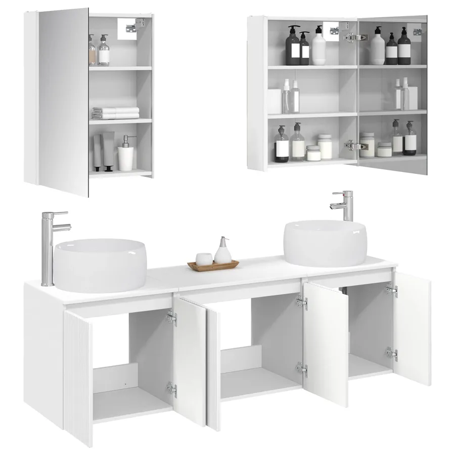 Ensemble d'armoire de salle de bain 5 pcs Blanc - 3