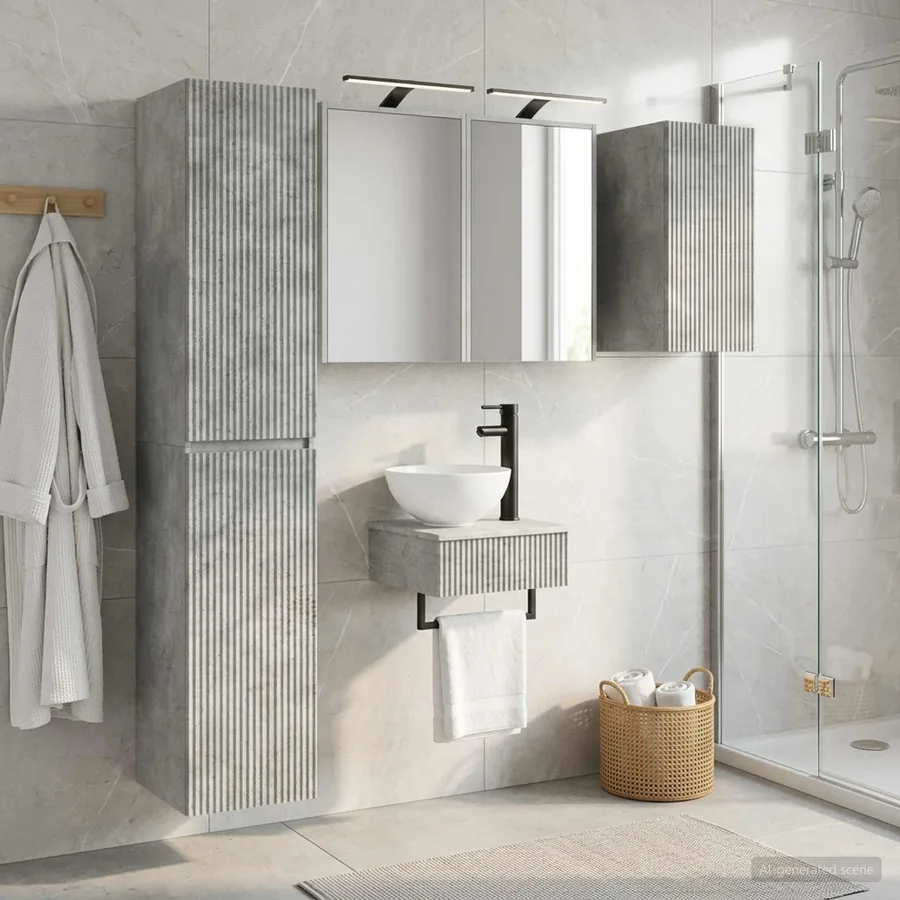 Ensemble de mobilier de salle de bain 5 pcs Gris béton
