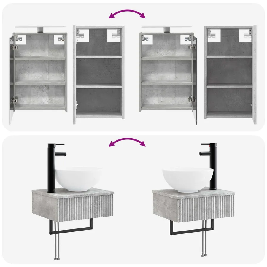 Ensemble de mobilier de salle de bain 5 pcs Gris béton - 14