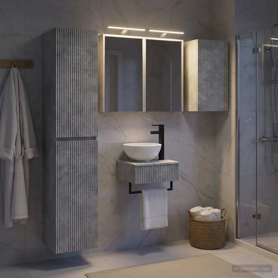 Ensemble de mobilier de salle de bain 5 pcs Gris béton - 4