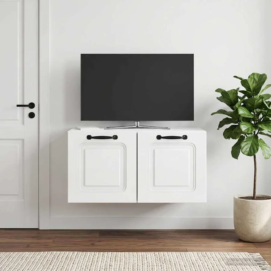 Meuble TV mural Montage mural Blanc brillant 59,5 x 41 x 30 cm