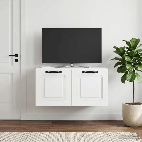 Meuble TV mural Montage mural Blanc brillant 59,5 x 41 x 30 cm