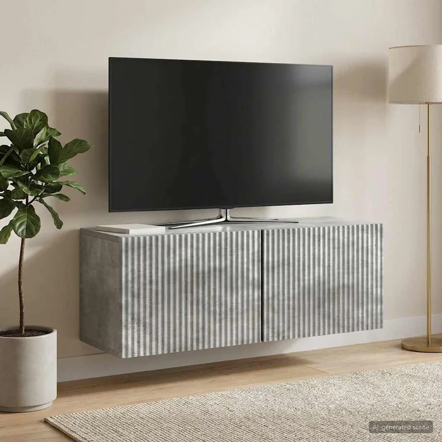 Meuble TV mural Gris béton 78,5 x 31 x 30 cm Bois d'ingénierie