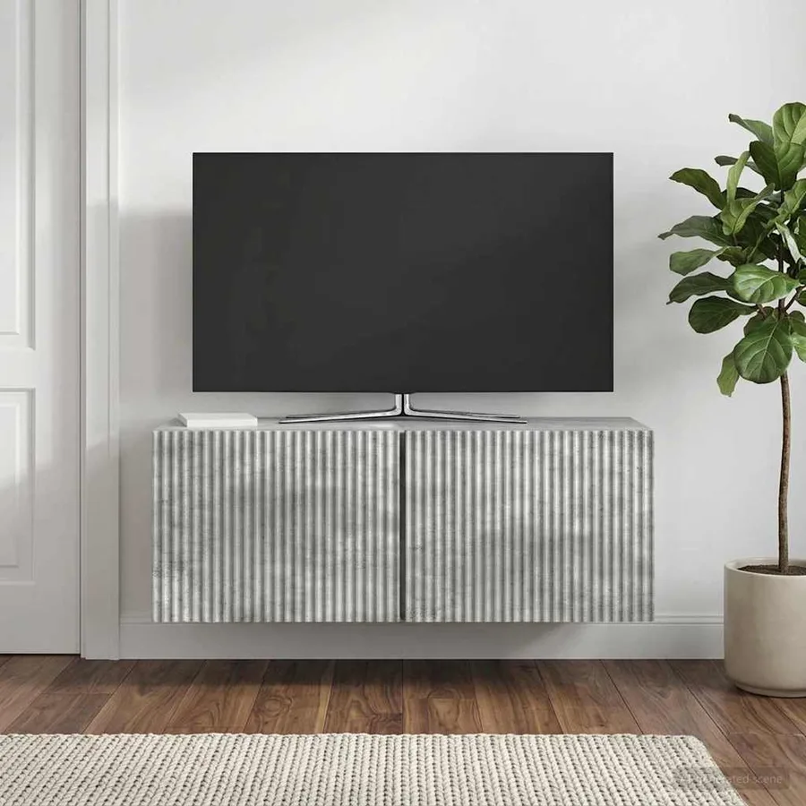 Meuble TV mural Gris béton 78,5 x 31 x 30 cm Bois d'ingénierie - 4