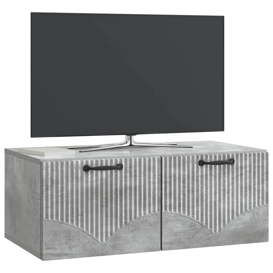 Meuble TV mural Gris béton 78,5 x 41 x 30 cm Bois d'ingénierie - 3