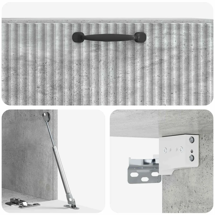 Meuble TV mural Gris béton 78,5 x 41 x 30 cm Bois d'ingénierie - 9