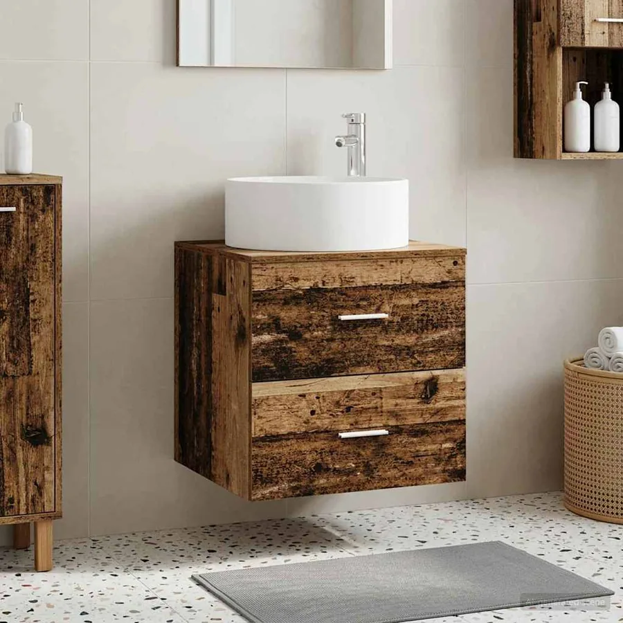 Vanité de lavabo mural Bois ancien 49,5 x 44,5 x 65,5 cm