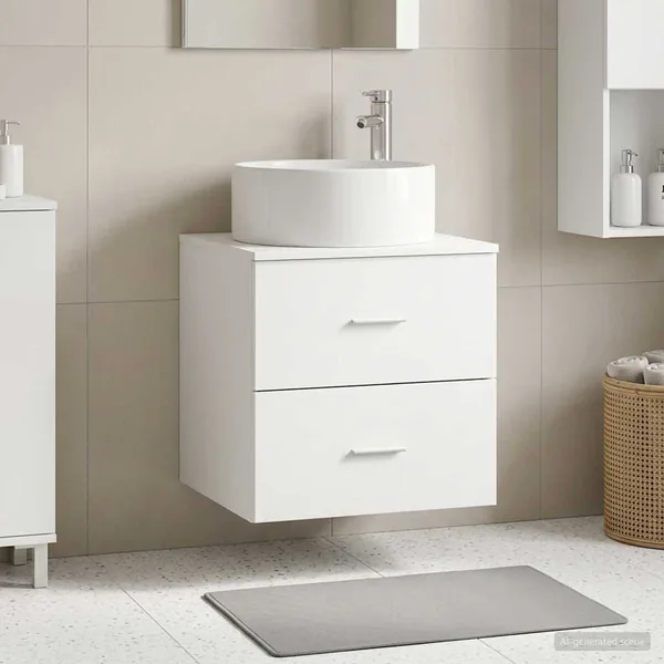 Vanité de lavabo mural Blanc 49,5 x 44,5 x 65,5 cm