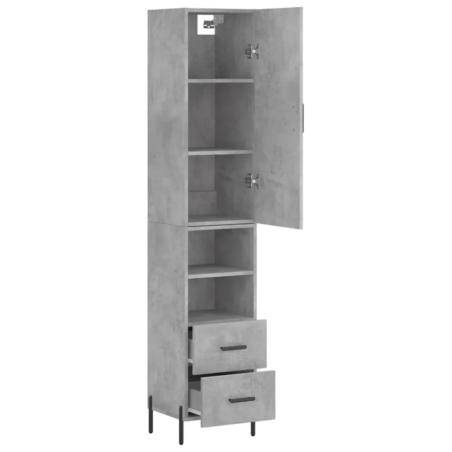 Buffet haut Gris béton 34,5x34x180 cm Bois d'ingénierie - 4