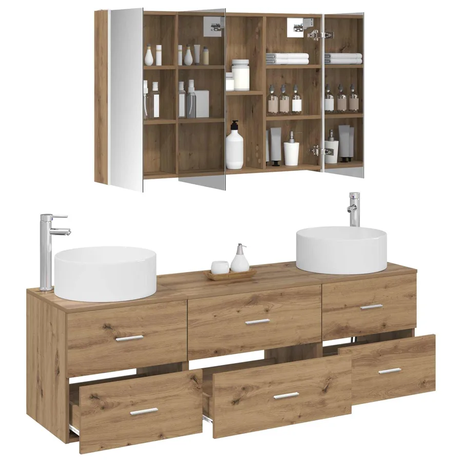 Ensemble de mobilier de salle de bain 4 pc Chêne artisanal - 3